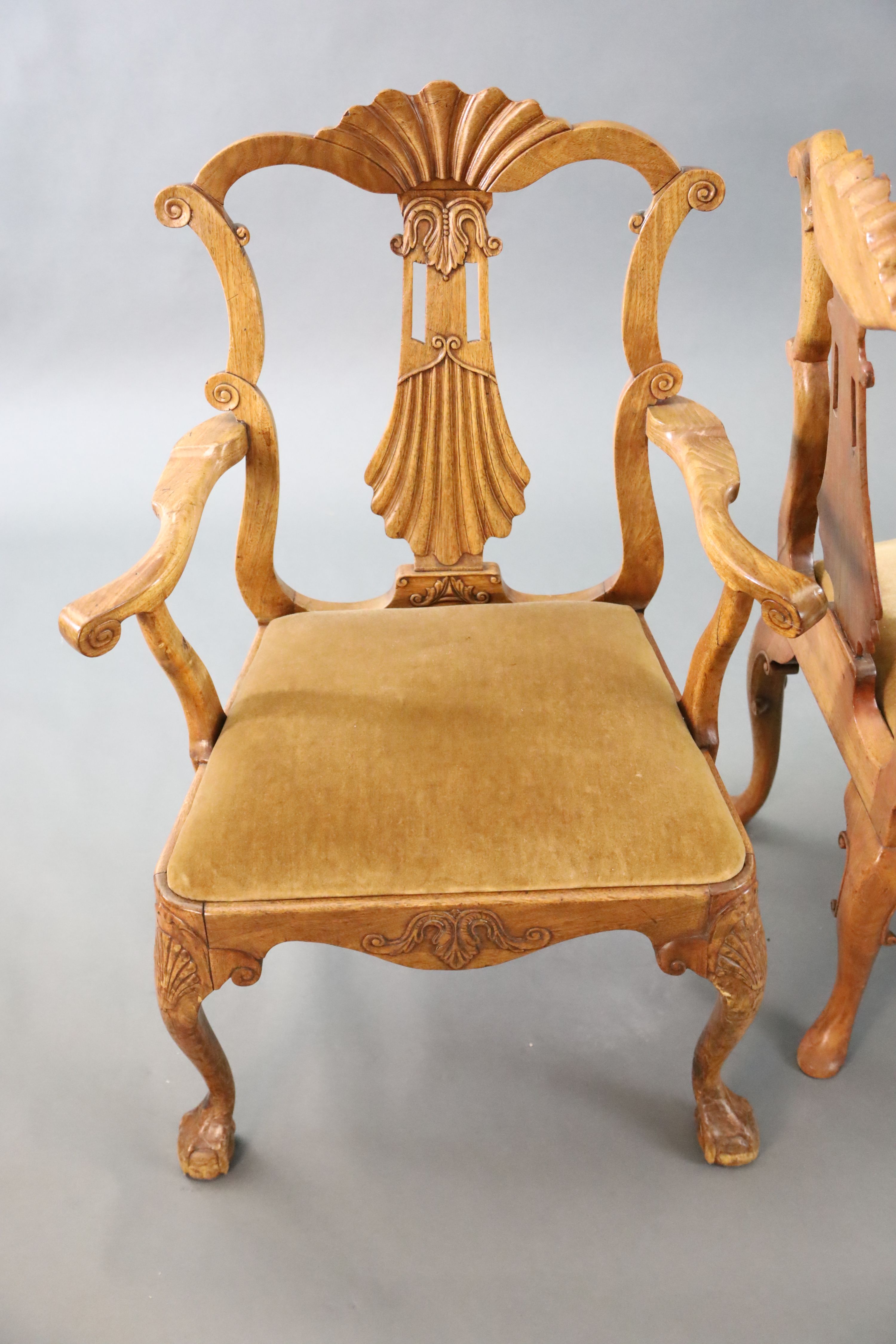 A set of eight Chippendale style mahogany dining chairs, including two carvers,